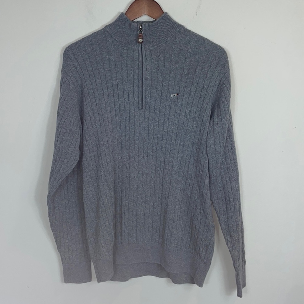 Southern Point Co. The Hayward Zip cable knit cotton sweater men’s medium